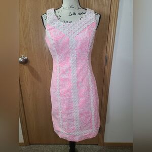 Lilly Pulitzer Macfarlane Pelican Pink Sea Cups Seashell Nautical Preppy Dress